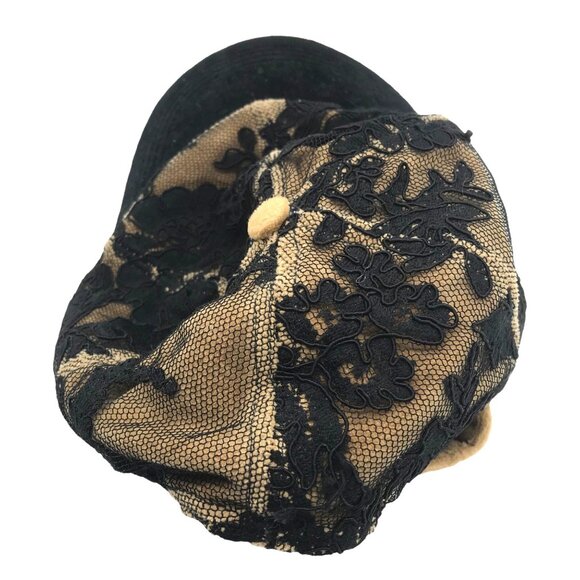 Hopeless Romantic Floral Black Lace Cap Mall Goth Adjustable Strap 5 Panel Hat - Picture 7 of 9